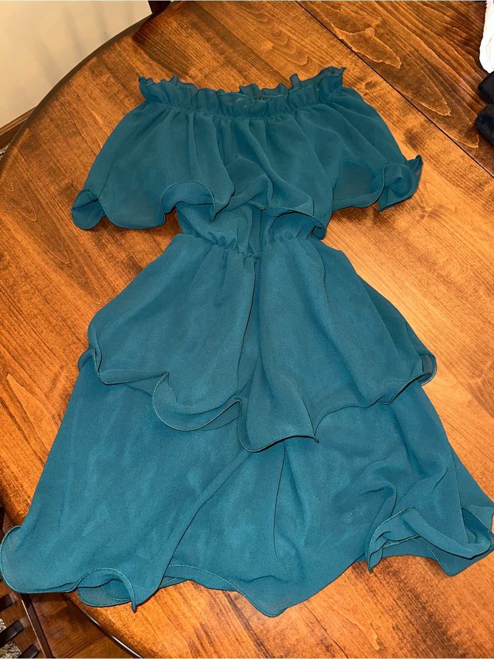 PrettyLittleThing Teal Off-Shoulder Mini Dress